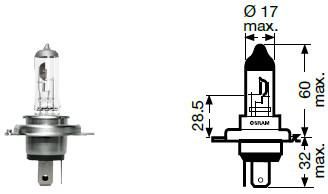 18160290 - OEM BULB H4 24V 70/75W P43T - CASE CONSTRUCTION
