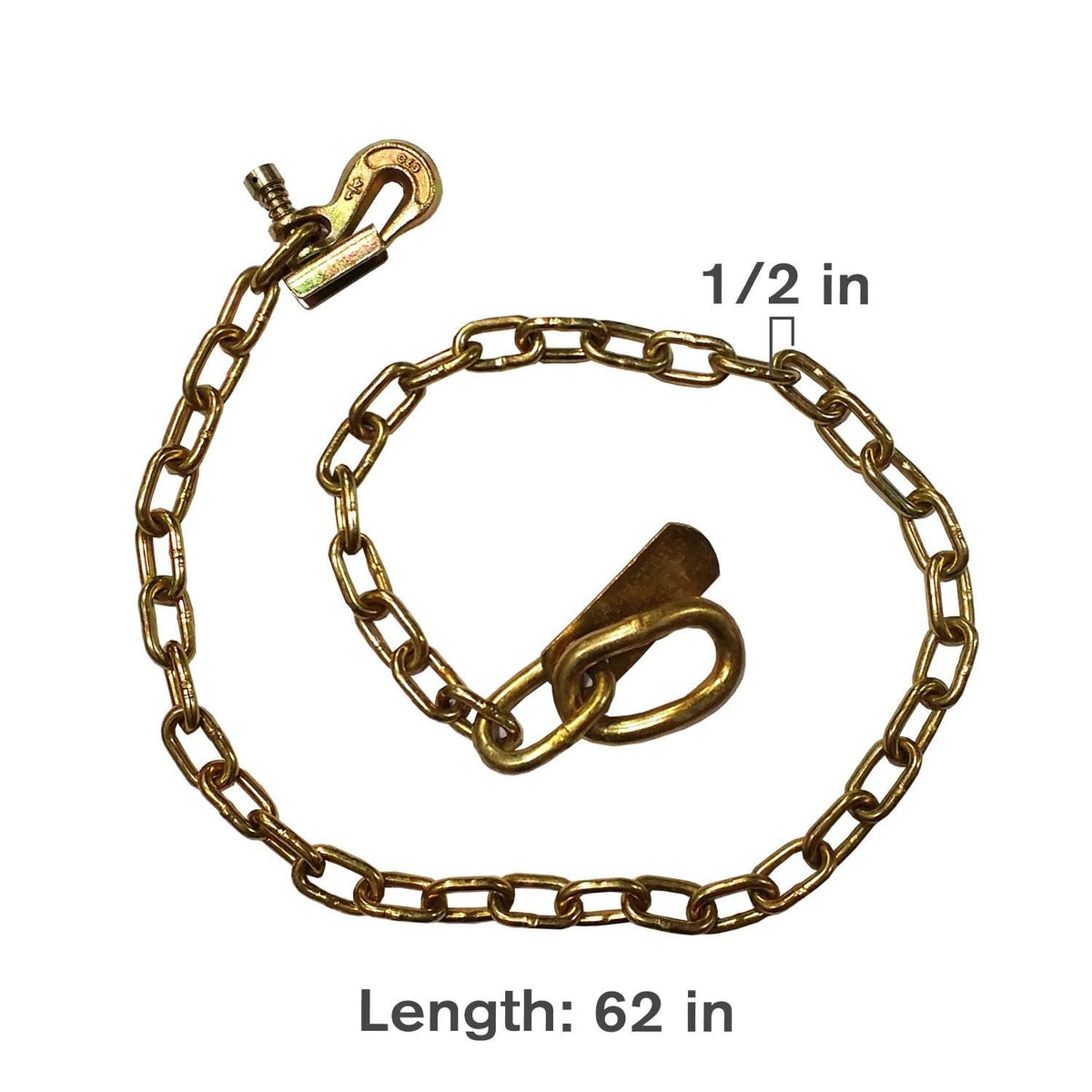 64.362.012X - OEM GRADE 70 AGRICULTURAL SAFETY CHAIN 62IN w/ 1/2IN HOOK - CASE CONSTRUCTION