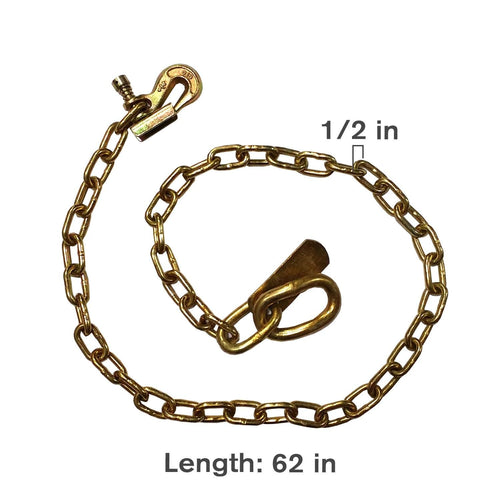64.362.012X - OEM GRADE 70 AGRICULTURAL SAFETY CHAIN 62IN w/ 1/2IN HOOK - CASE CONSTRUCTION