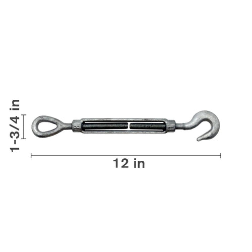 64.395.122X - OEM HOOK & EYE TURNBUCKLE 3/8IN X 6IN - CASE CONSTRUCTION
