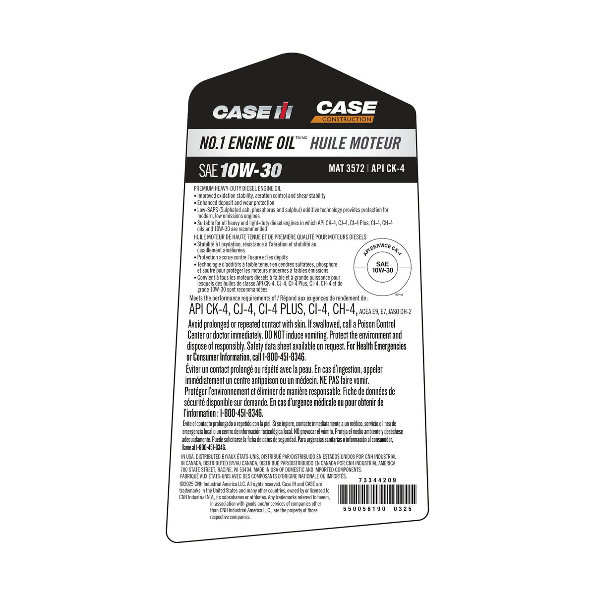 73344209 - OEM OIL ENGINE - CASE CONSTRUCTION