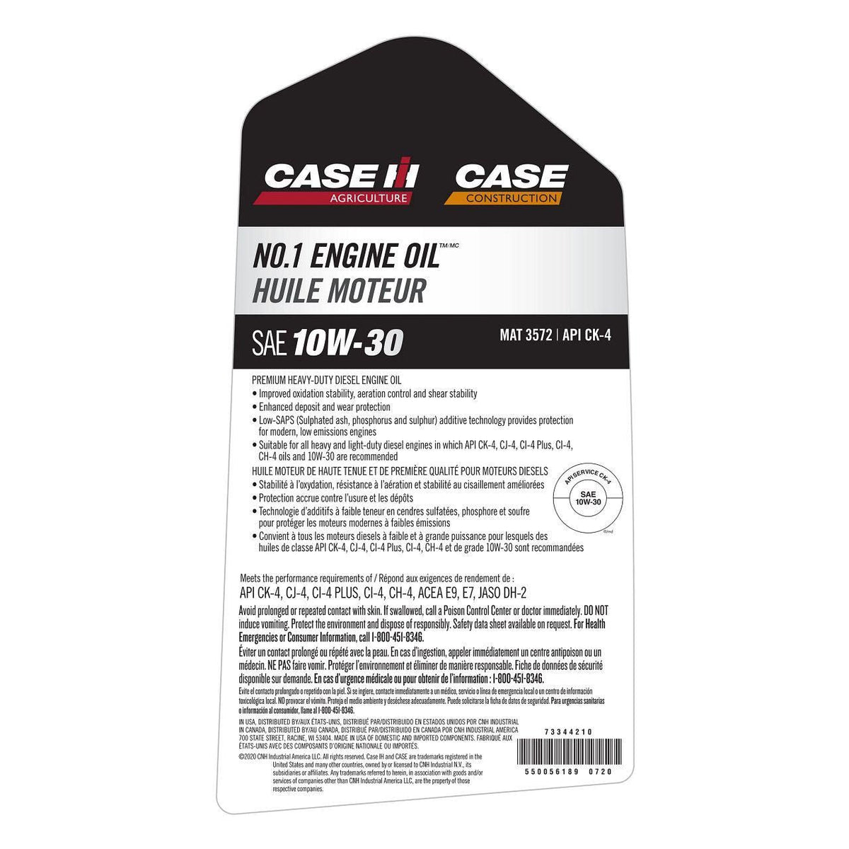 73344210 - OEM ENGINE OIL SAE 10W-30 API 4 MAT 3572 1 GAL./3.78L - CASE CONSTRUCTION