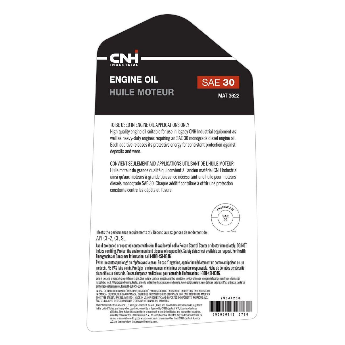 73344258 - OEM ENGINE OIL SAE 30 MAT 3622 1 GAL./3.78L - CASE CONSTRUCTION