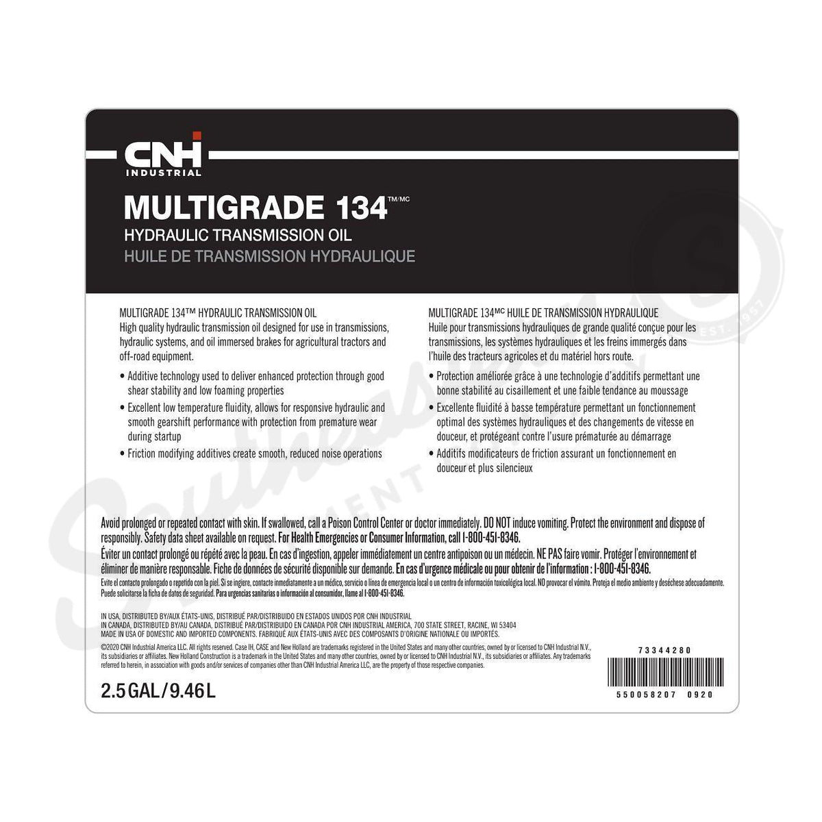73344280 - OEM MULTIGRADE 134 HYDRAULIC TRANSMISSION OIL - CASE CONSTRUCTION