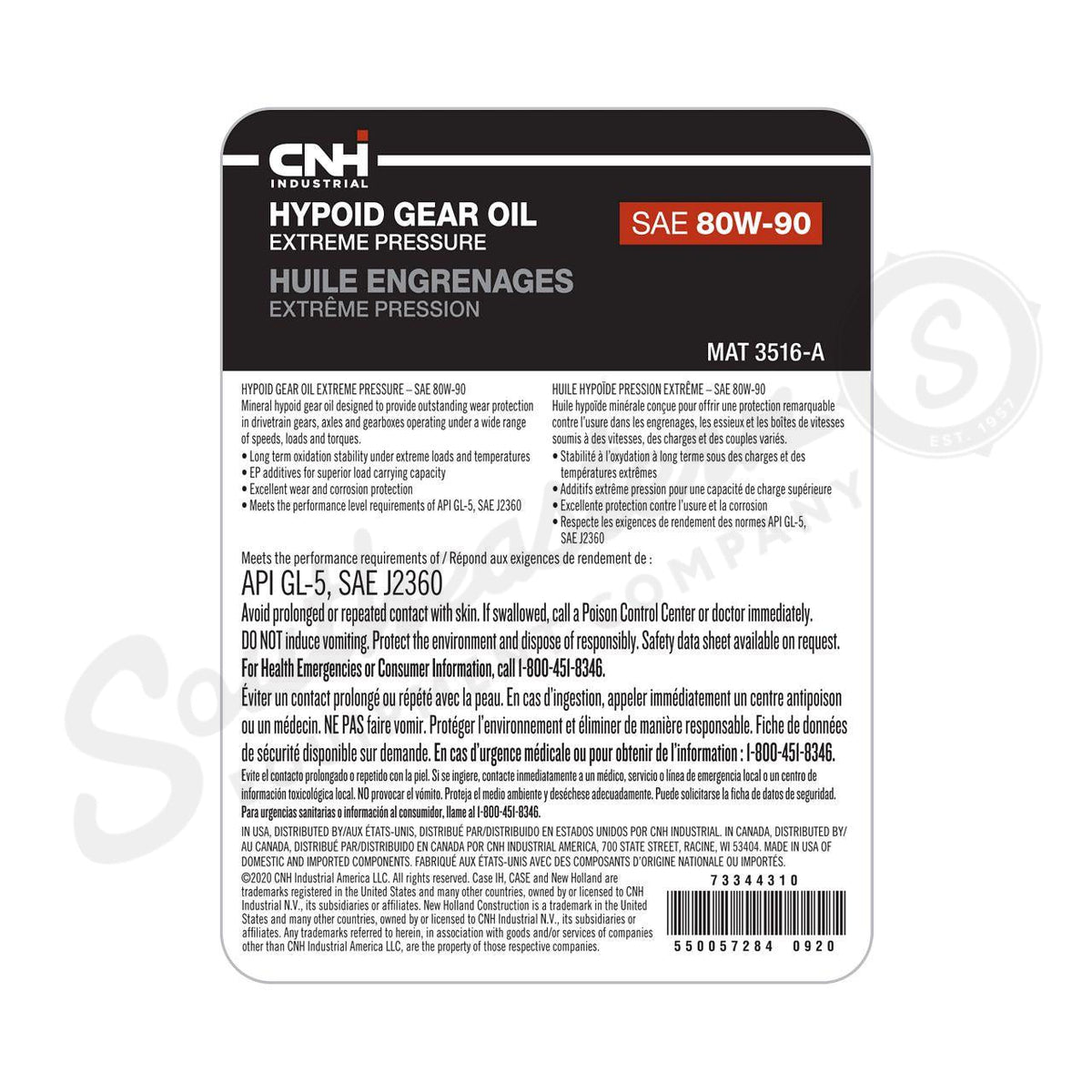 73344310 - OEM HYPOID PREMIUM GEAR OIL - CASE CONSTRUCTION