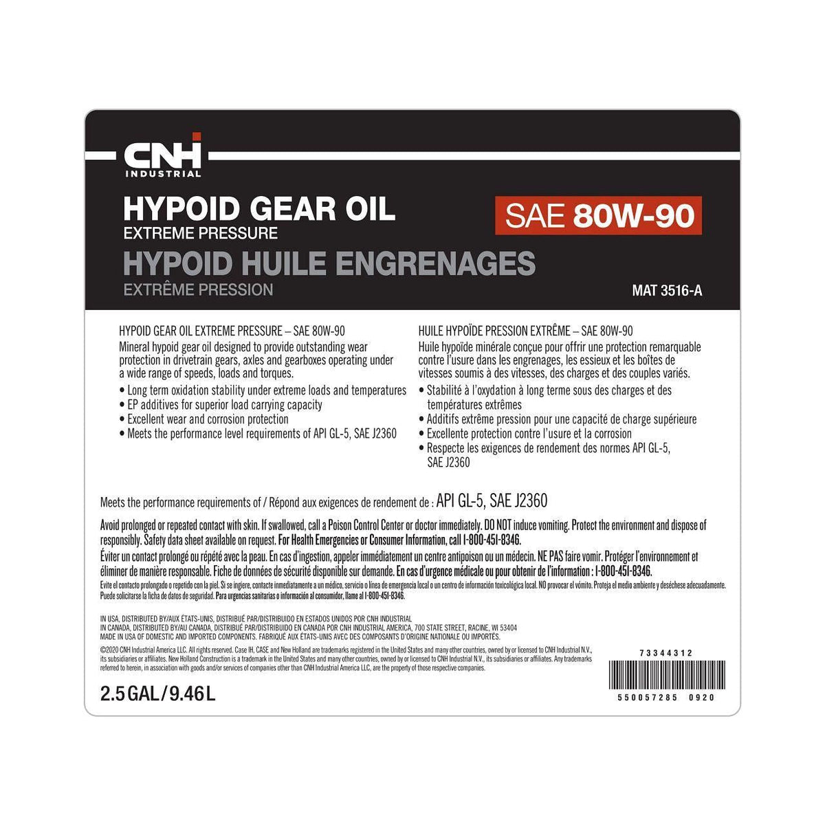 73344312 - OEM HYPOID PREMIUM GEAR OIL - CASE CONSTRUCTION
