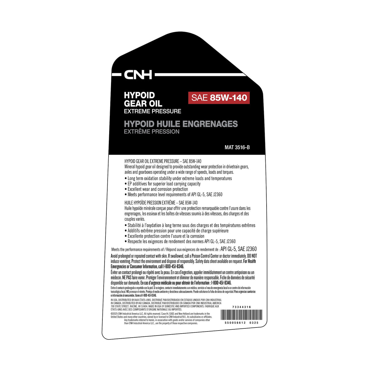 73344316 - OEM OIL HYDRAULIC - CASE CONSTRUCTION