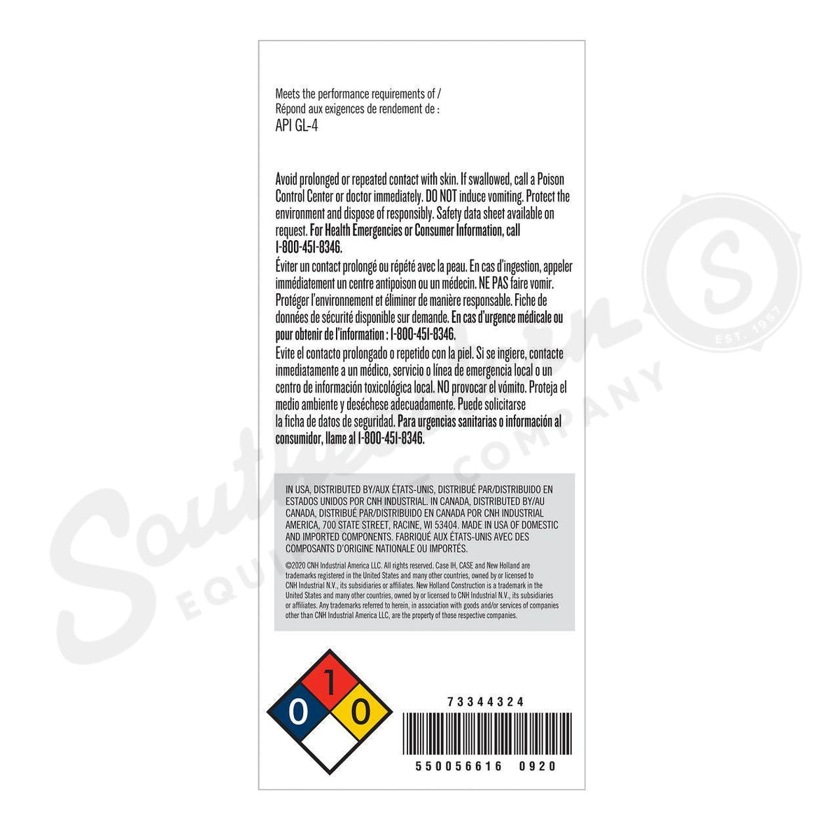 73344324 - OEM PREMIUM TRANSAXLE OIL SAE 80W-140 MAT 3515-B 5 GAL./18.92L - CASE CONSTRUCTION