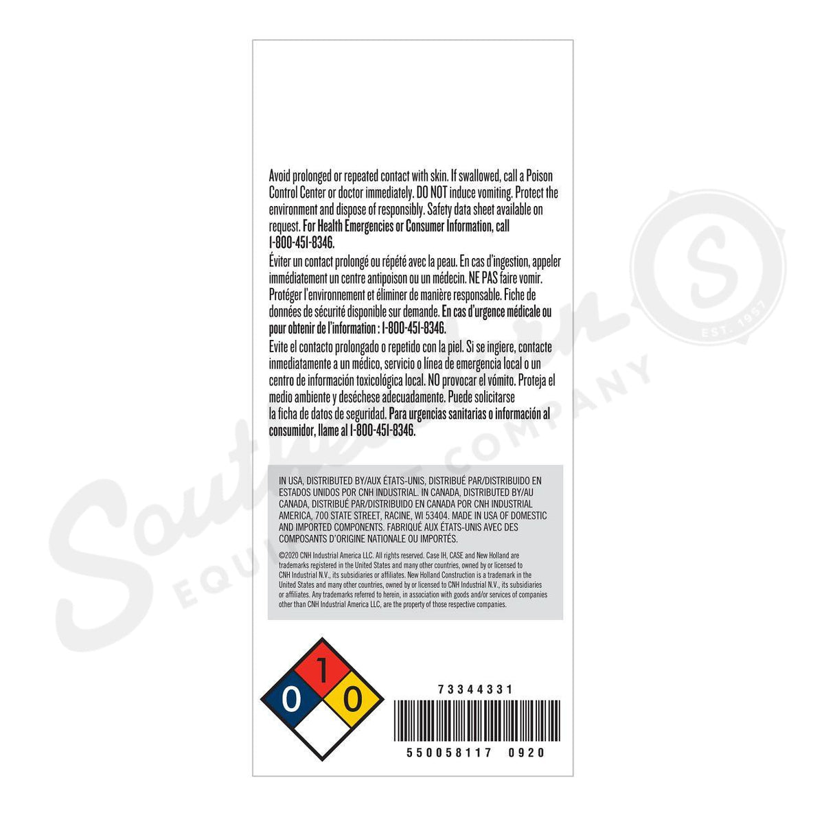 73344331 - OEM PREMIUM HYDRAULIC OIL HM 46 AW MAT 3529-B 5 GAL./18.92L - CASE CONSTRUCTION
