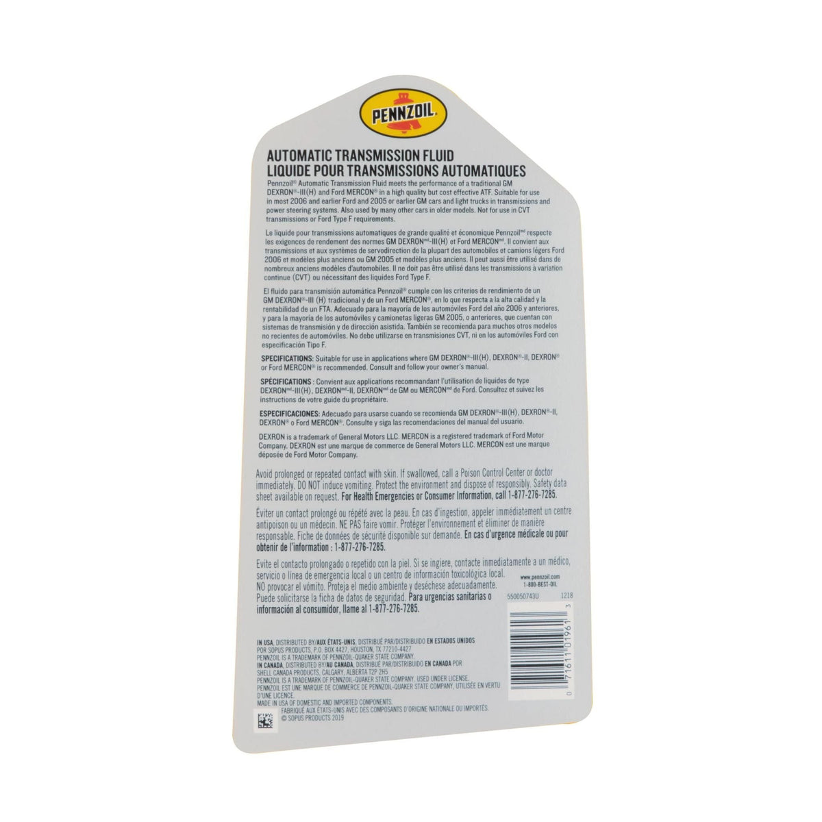73344341 - OEM PENNZOIL AUTOMATIC TRANSMISSION FLUID 5 QT/4.73L - CASE CONSTRUCTION