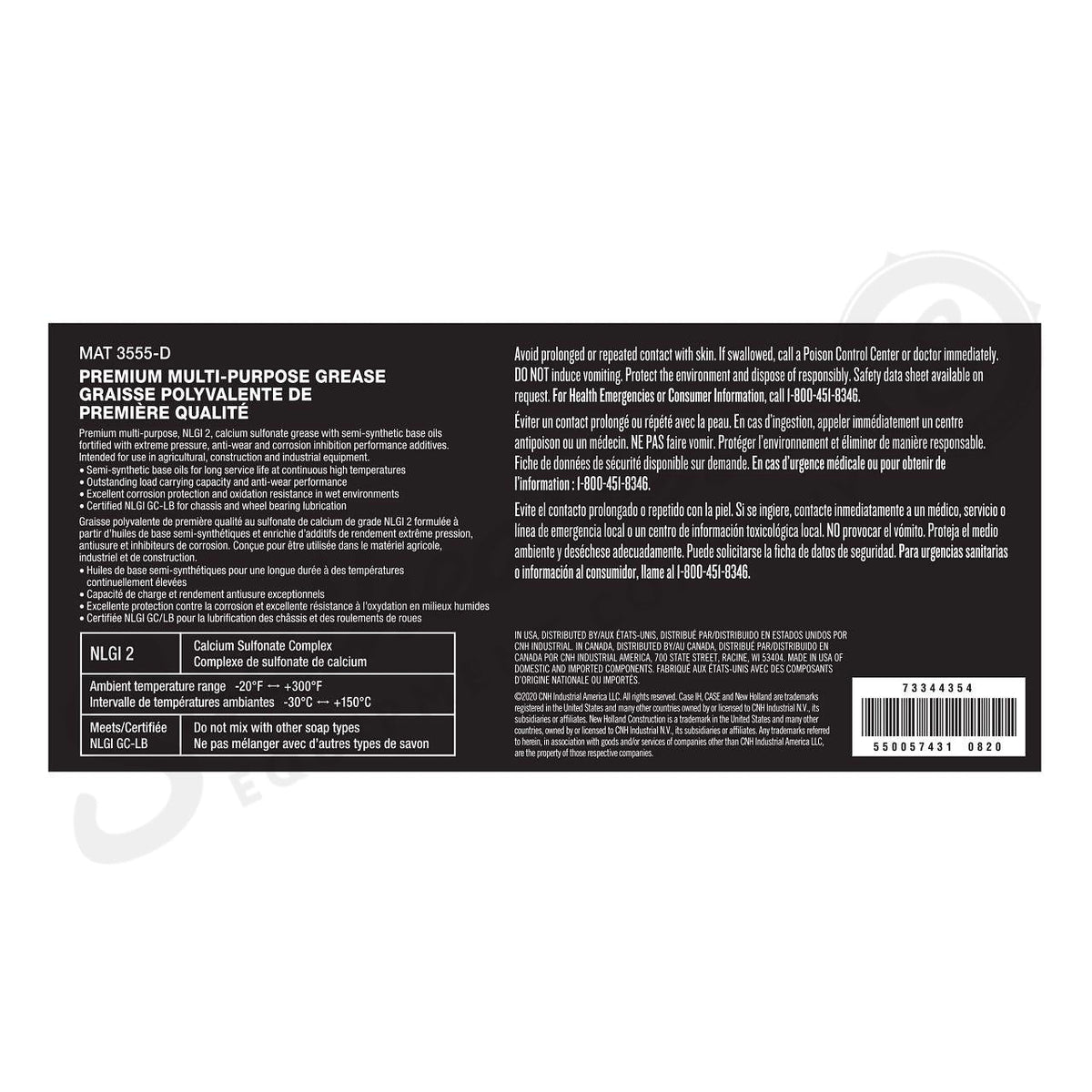73344354 - OEM PREMIUM MULTI-PURPOSE GREASE NLGI 2 MAT 3555-D 14OZ TUBE - CASE CONSTRUCTION