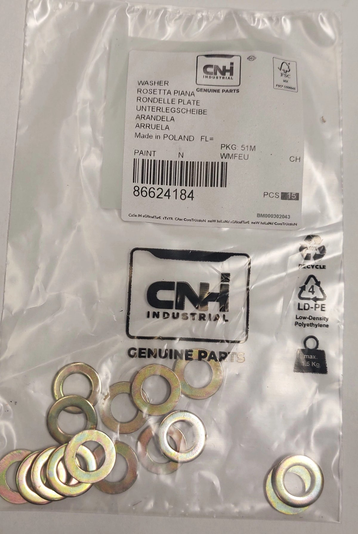 86624184 - OEM WASHER - CASE CONSTRUCTION