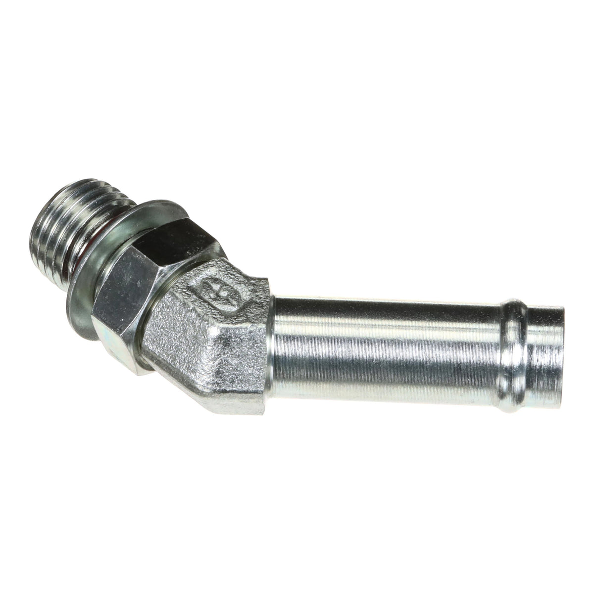 87302140 - OEM FITTING 45 DEGREE 1/2IN HOSE X 9/16IN 18 ORB BEADED - CASE CONSTRUCTION