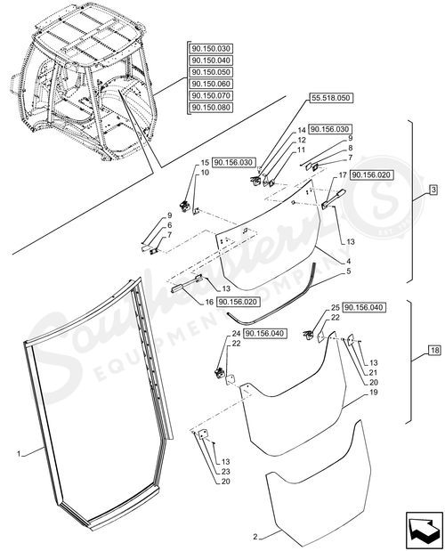 87434783 - OEM WINDOW GLASS ASSEMBLY - CASE CONSTRUCTION