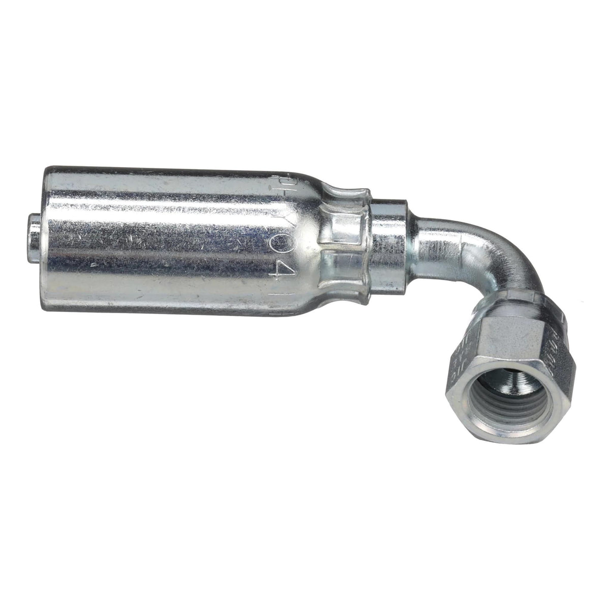 B90758 - OEM HYDRAULIC FITTING FEMALE JIC 37 SWIVEL 90 DEGREE S-DROP - CASE CONSTRUCTION