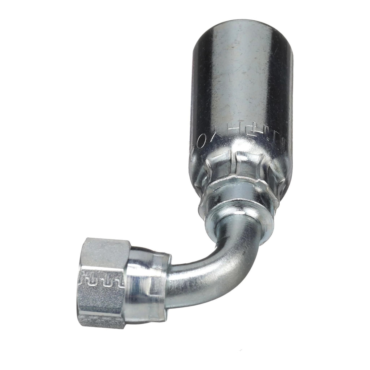 B90758 - OEM HYDRAULIC FITTING FEMALE JIC 37 SWIVEL 90 DEGREE S-DROP - CASE CONSTRUCTION