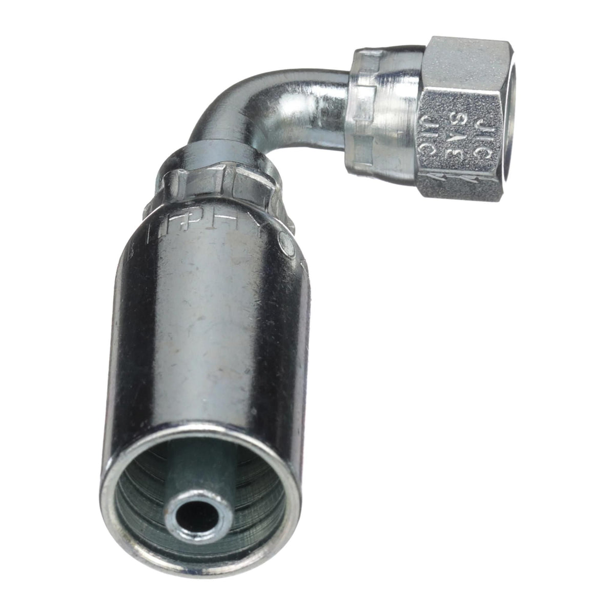 B90758 - OEM HYDRAULIC FITTING FEMALE JIC 37 SWIVEL 90 DEGREE S-DROP - CASE CONSTRUCTION