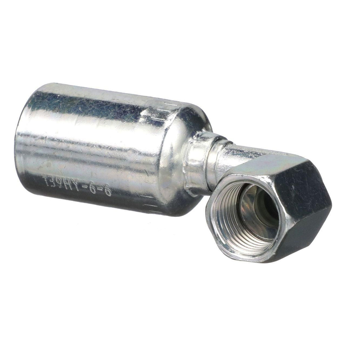 B90763 - OEM HYDRAULIC FITTING FEMALE JIC 37 SWIVEL 90 DEGREE S-DROP - CASE CONSTRUCTION