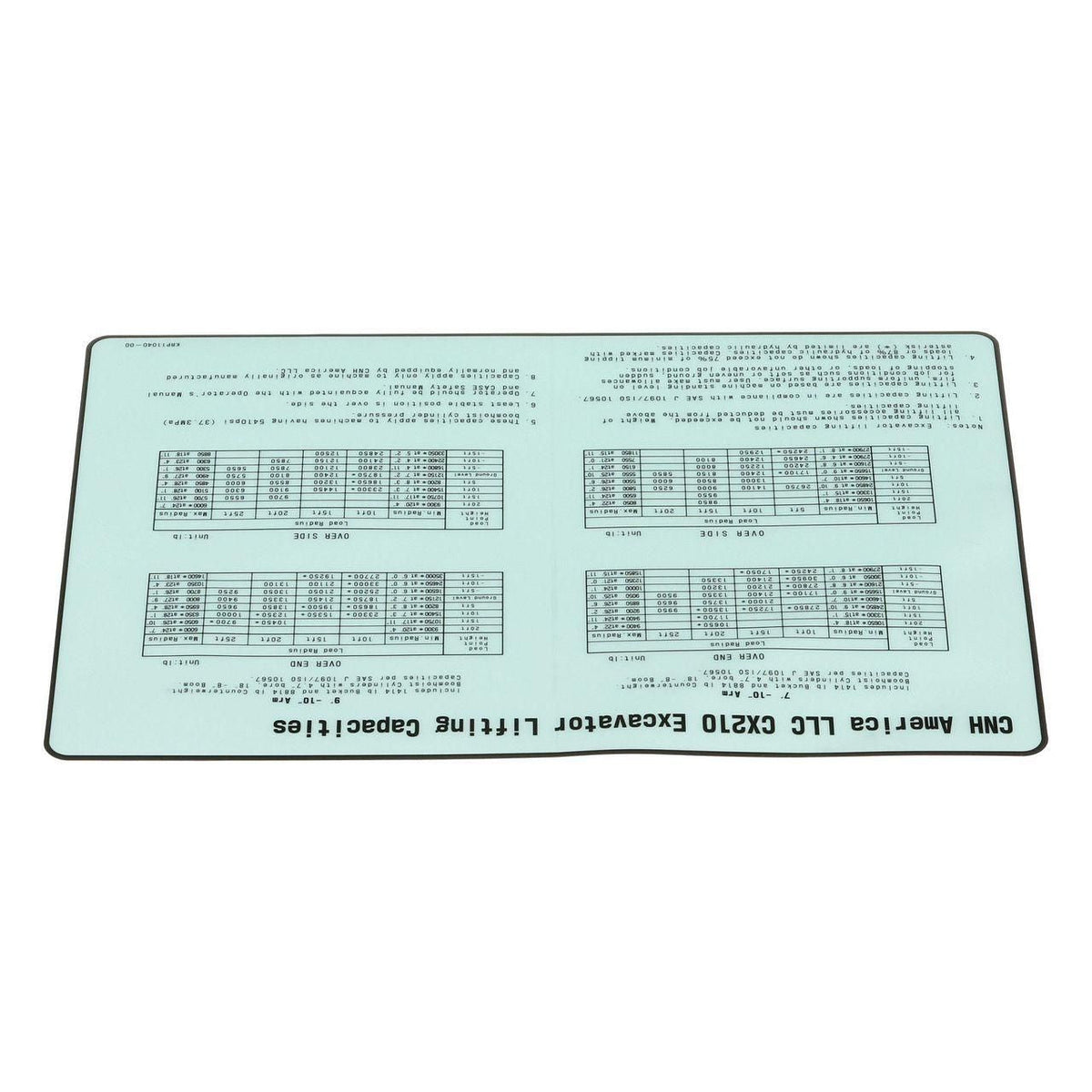 KRP11040 - OEM LIFTING CAPACITIES DECAL - CASE CONSTRUCTION