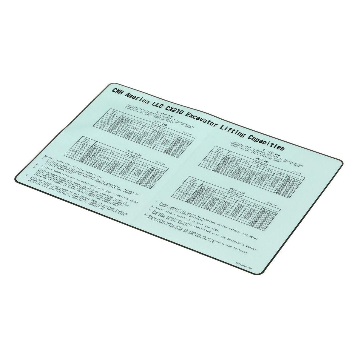 KRP11040 - OEM LIFTING CAPACITIES DECAL - CASE CONSTRUCTION