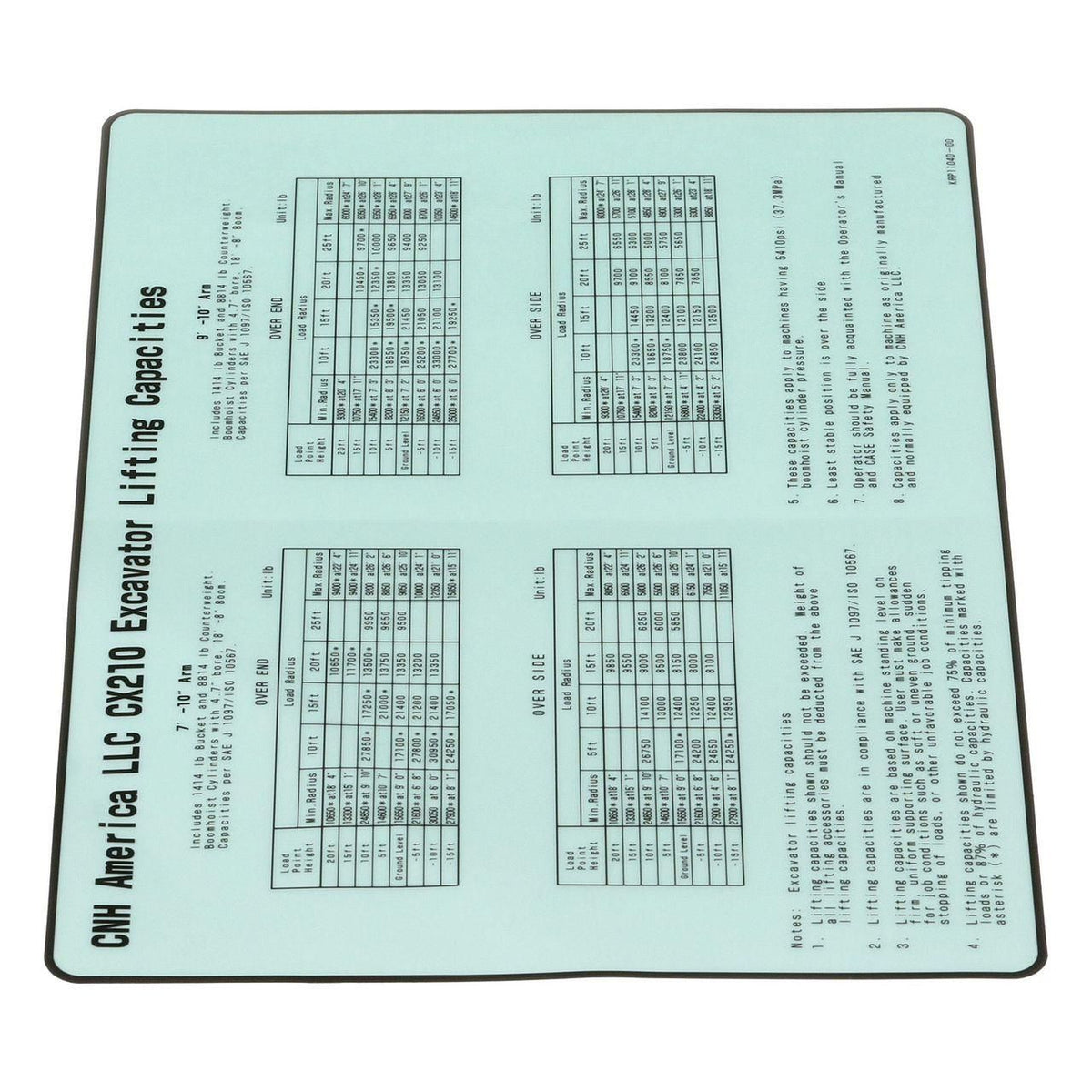 KRP11040 - OEM LIFTING CAPACITIES DECAL - CASE CONSTRUCTION