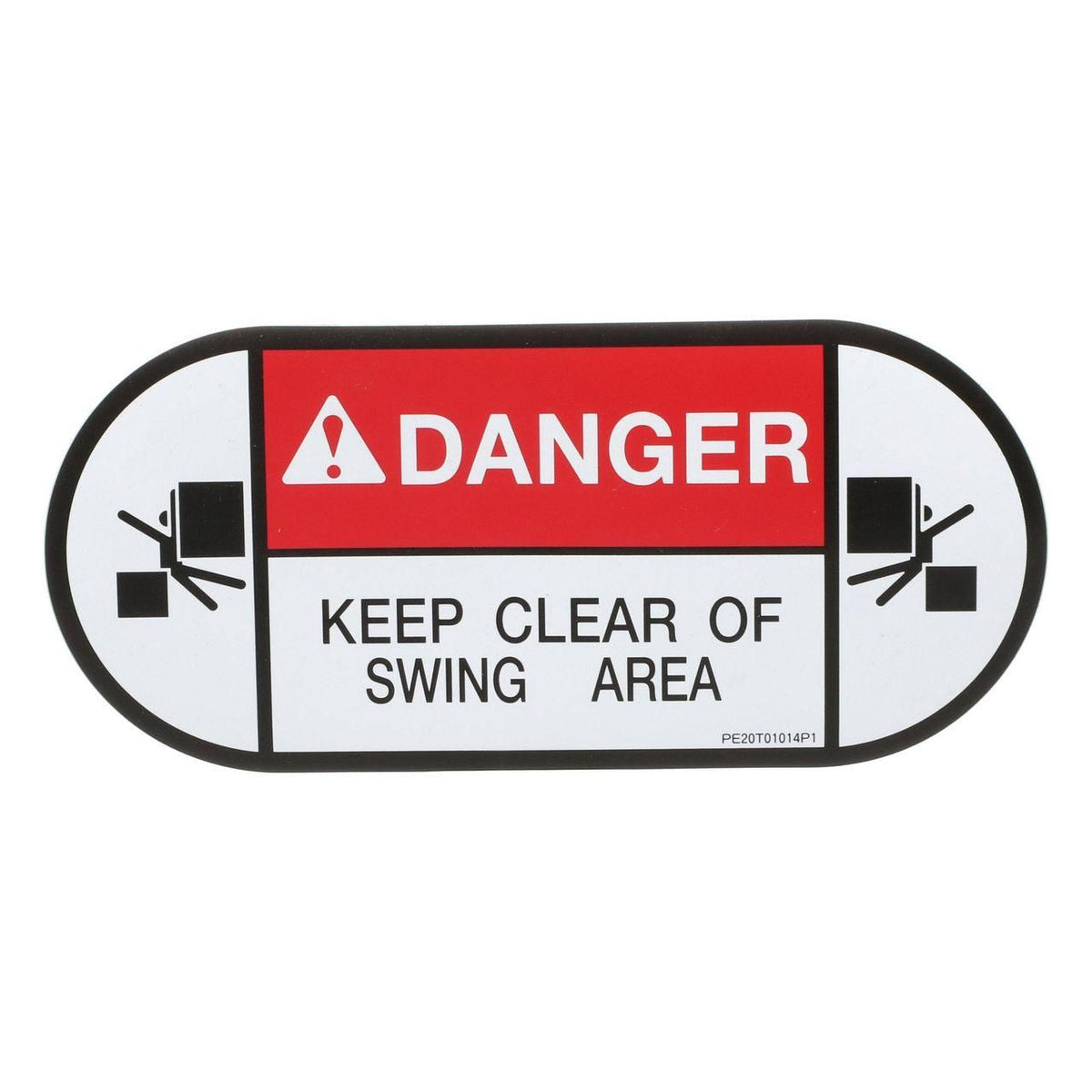 PE20T01014P1 - OEM DANGER DECAL KEEP CLEAR OF SWING AREA - CASE CONSTRUCTION
