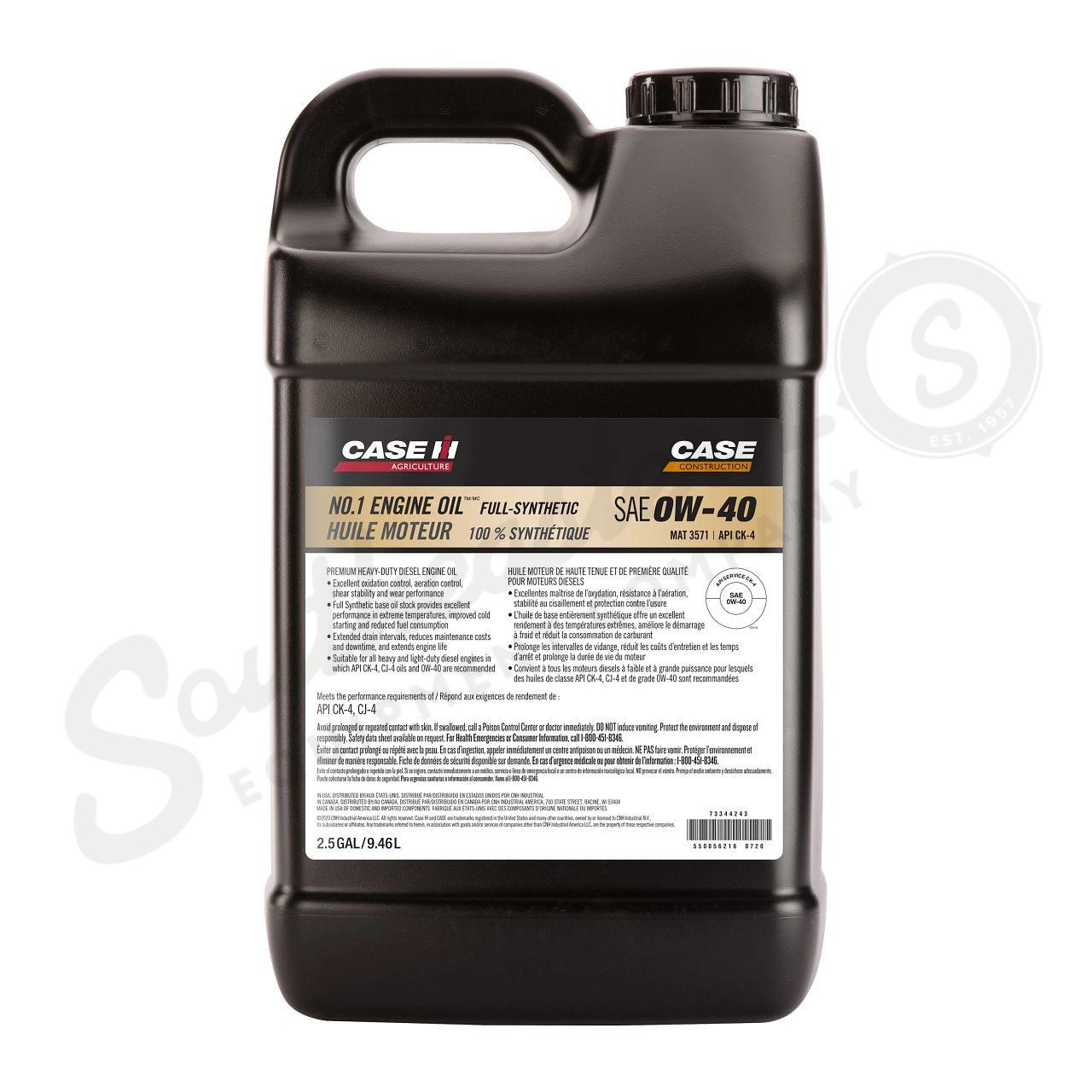 No.1 Engine Oil™ – SAE 0W-40 – API CK-4 Full-Synthetic – MAT 3571 – 2.5 Gal./9.46 L