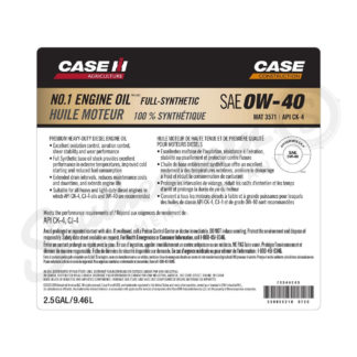 No.1 Engine Oil™ – SAE 0W-40 – API CK-4 Full-Synthetic – MAT 3571 – 2.5 Gal./9.46 L