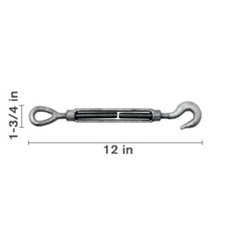 Case Construction Hook and Eye Turnbuckle - 3/8in x 6in #64.395.122X